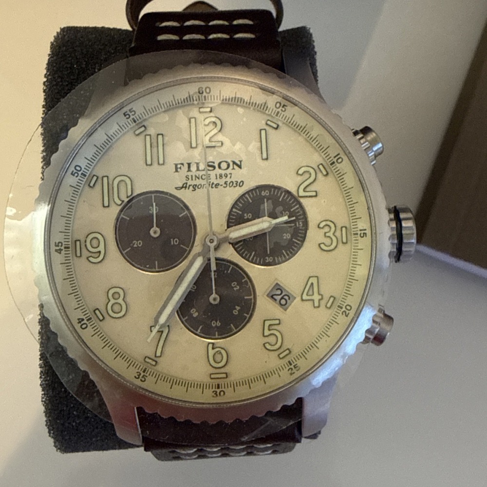 Filson Mackinaw Argonite 5030 Quartz Chronograph 43mm Stainless Steel Watch NIB - Picture 4 of 9